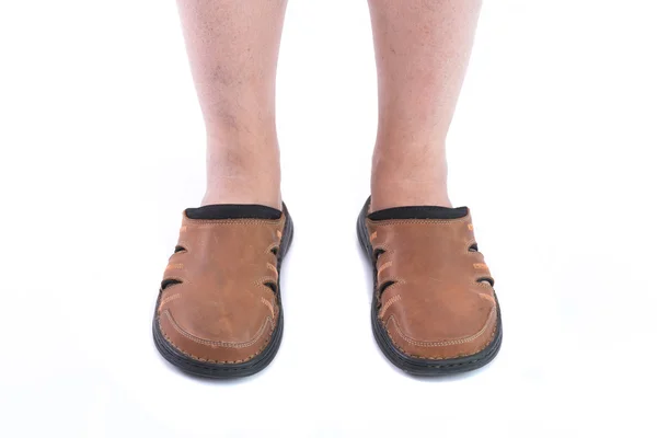 Brunt läder sandal — ストック写真