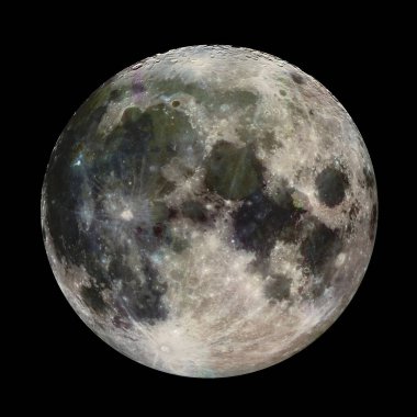 Ay siyah arka planda izole edildi. Ay 'ın yüzeyini kapatın. Bu görüntünün elementleri NASA tarafından desteklenmektedir.