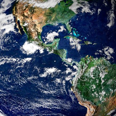 Dünya uzaydan Orta Amerika ve Karayipler 'e yakından bakıyor. Detaylı bir coğrafi ve çevresel kavram. Bu görüntünün elementleri NASA tarafından desteklenmektedir.
