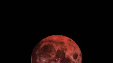 Kanlı Ay tutulması, yakın çekim görüntüsü, fotokopi uzayı ile izole edilmiş. Nadir bir ay olayının astronomik ve astrolojik bir kavramı. Bu görüntünün elementleri NASA tarafından desteklenmektedir.