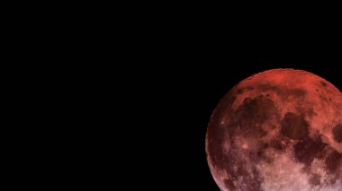 Kanlı Ay tutulması, yakın çekim görüntüsü, fotokopi uzayı ile izole edilmiş. Nadir bir ay olayının astronomik ve astrolojik bir kavramı. Bu görüntünün elementleri NASA tarafından desteklenmektedir.