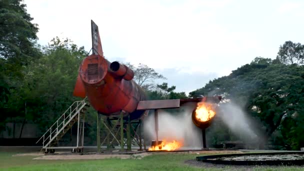 Brand Explosion Brennbares Flugzeug Feuer Auf Rauch Heiße Gefahr Flamme — Stockvideo