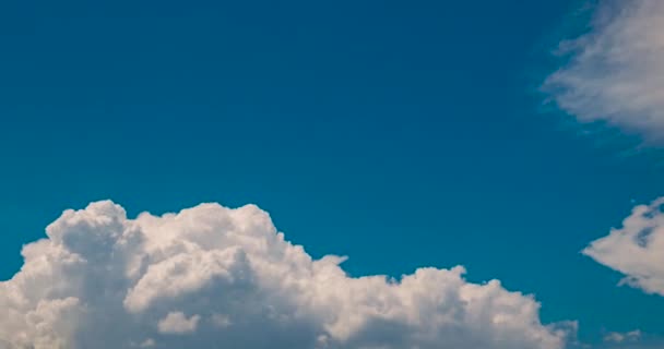 Mavi Gökyüzü Yaz Mevsiminde Kabarık Beyaz Bulutlar Güzel Bulutlu Açık — Stok video