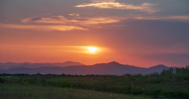 Escénica Vista Espectacular Hermoso Cielo Puesta Del Sol Atardecer Natural — Vídeo de stock