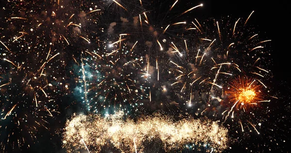 Colorato Vibrante Fuoco Artificio Festeggiare Anniversario Felice Anno Nuovo 2022 — Foto Stock