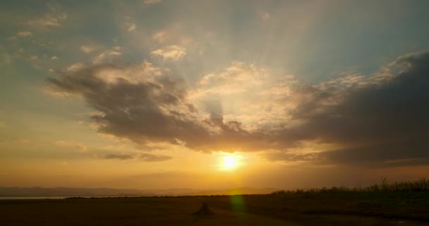 Timelapse Spectaculaire Sunset Ciel Gamme Beau Paysage Crépuscule Temps Doré — Video