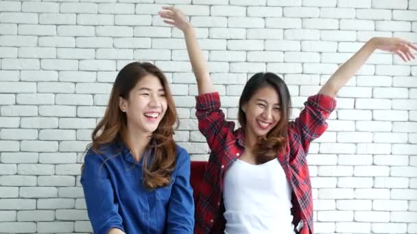 Beauté Les Femmes Asiatiques Sourient Regardant Caméra Riant Portrait Jeunes — Video