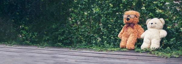 Bannière Sourire Ours Peluche Meilleurs Amis Jouet Pour Les Enfants — Photo