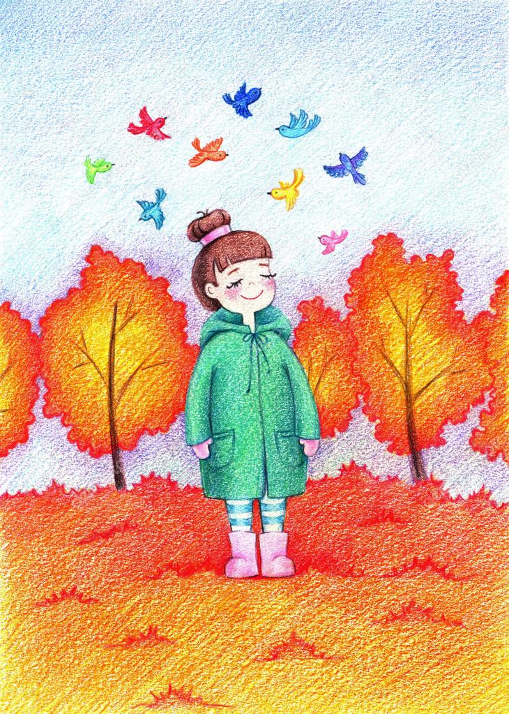Girl in autumn park