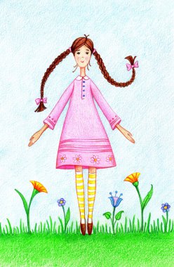 Pembe elbiseli kız.