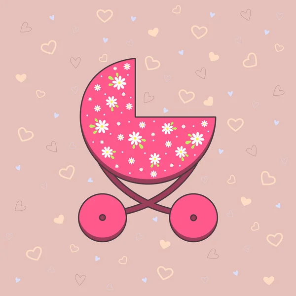 矢量图的粉红色婴儿车 — 图库矢量图片