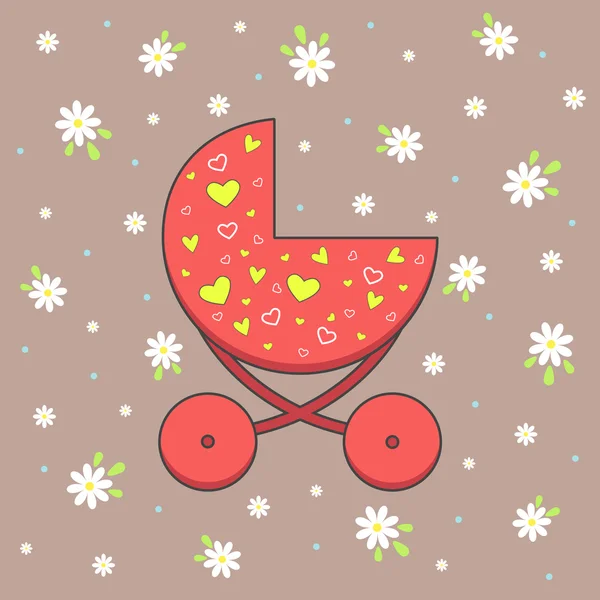 矢量图的红色婴儿车 — 图库矢量图片