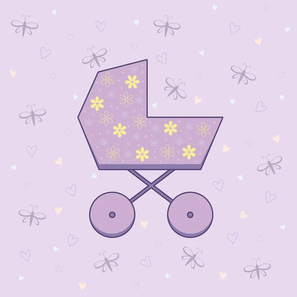 Vector illustration of violet pram — Stock Vector