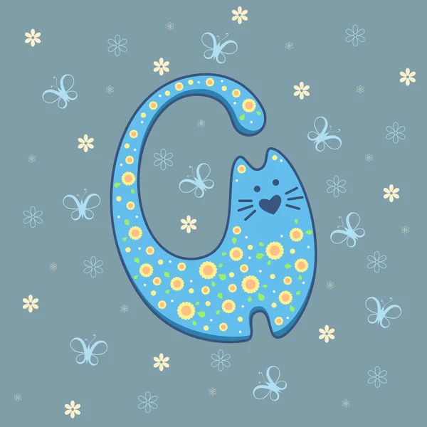 青い猫のベクトルイラスト — ストックベクタ