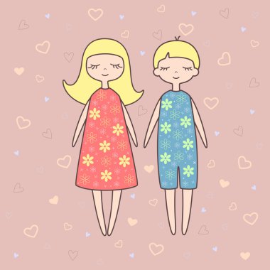 oğlan ve kız vektör çizimi