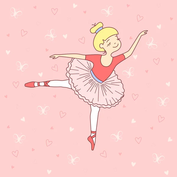 Ilustración vectorial de una linda bailarina de ballet — Vector de stock