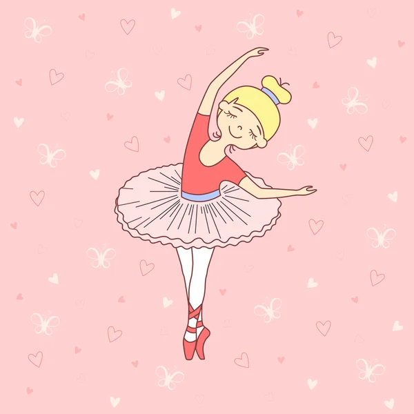 Vector illustration of nice little ballet dancer — Stock Vector