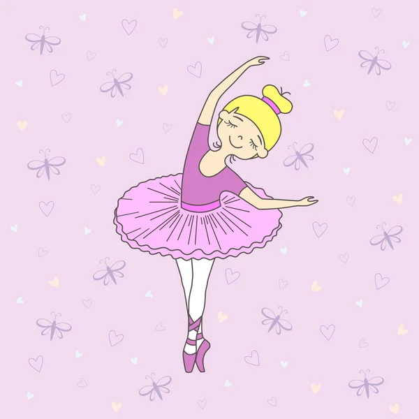Ilustración vectorial de la pequeña bailarina de ballet — Vector de stock