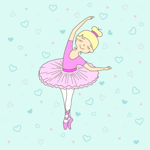 Ilustración vectorial de la pequeña bailarina de ballet — Vector de stock