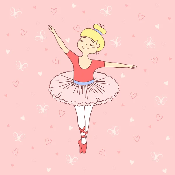 Vector illustration of nice little ballet dancer — Stock Vector