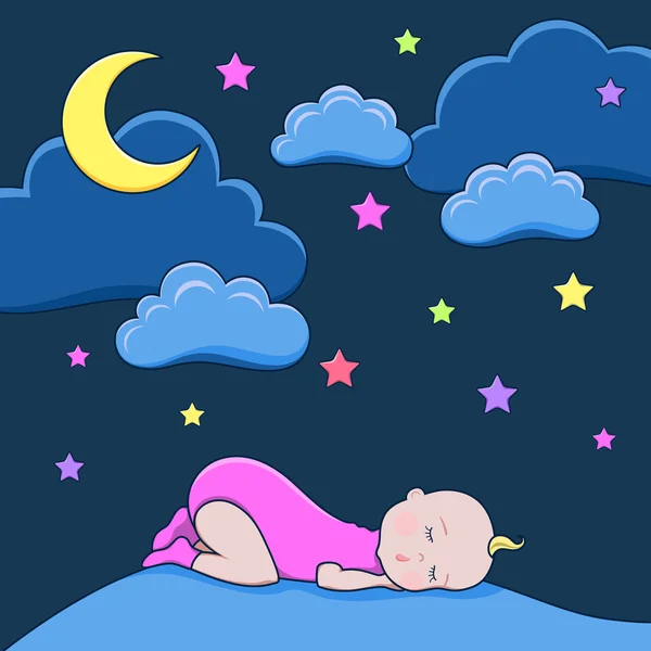 睡觉的婴孩矢量插画 — 图库矢量图片
