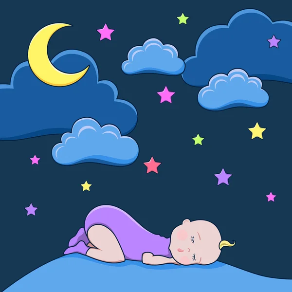 Ilustración vectorial del bebé dormido , — Vector de stock