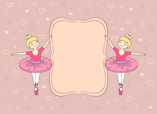 Tarjeta vectorial con dos bailarines de ballet — Vector de stock