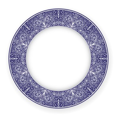 White plate with blue ornament