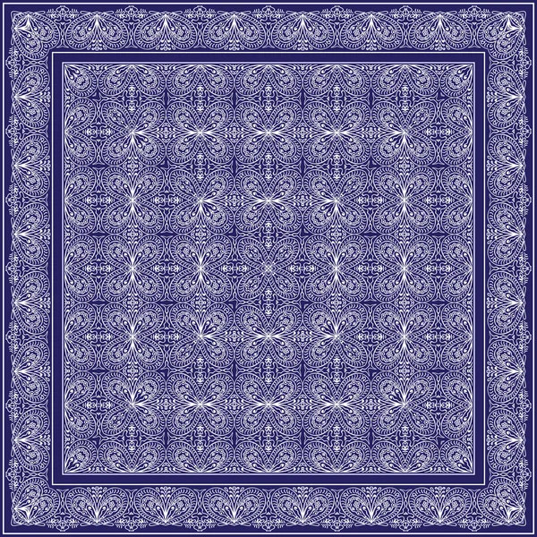 Mouchoir bleu avec ornement blanc — Image vectorielle
