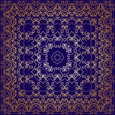 Altın süsleme ile mavi mendil