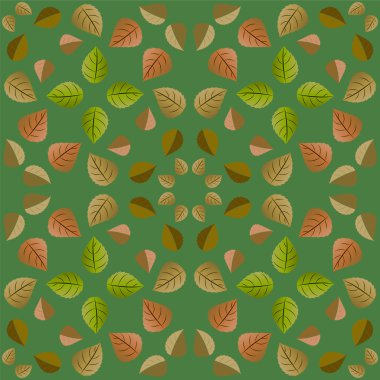 Turuncu ve yeşil yaprakları ile geometrik desen