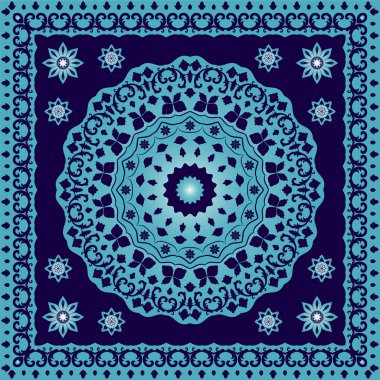 Yuvarlak süsleme ile mavi bandana