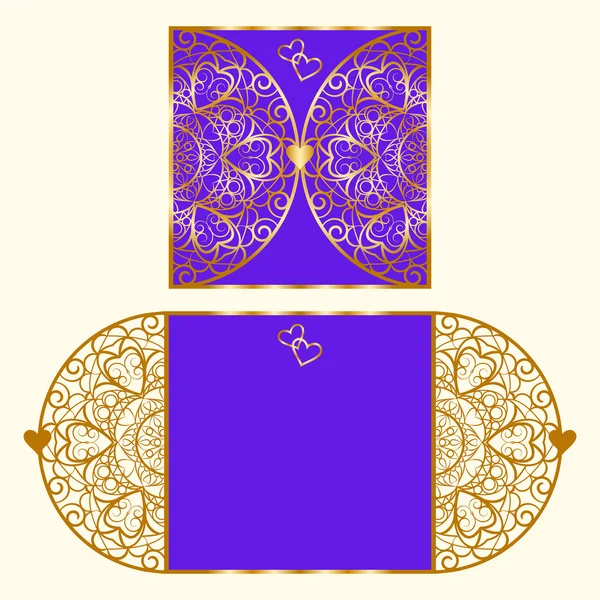 Lazercut vektör düğün davetiye şablon.