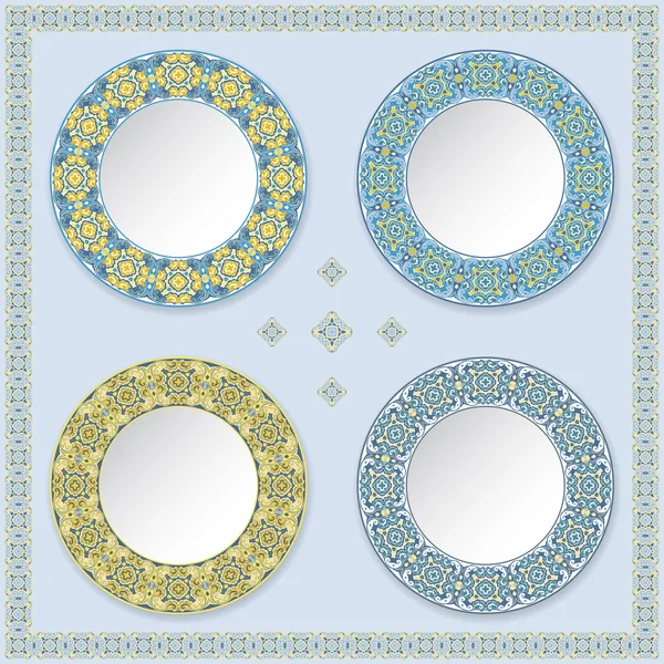 Set of bright circular patterns — Stock Vector