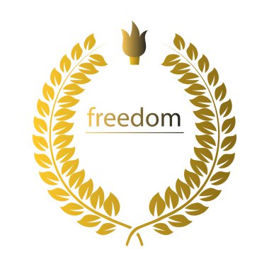 Kelime özgürlük ve cresset üzerinde beyaz altın çelengi