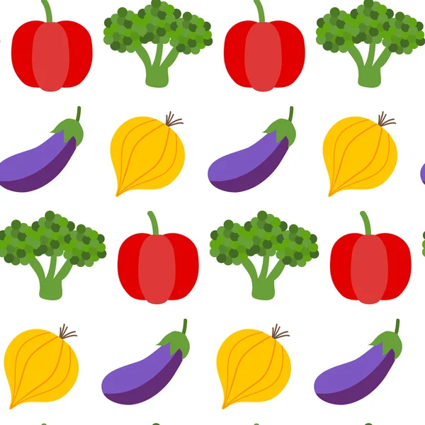 Patrón sin costura verduras frescas sobre blanco — Vector de stock