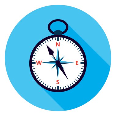 Pusula düz daire simgesinin üzerine mavi