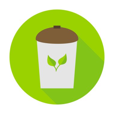 Çöp kutusu Eko düz daire simgesi