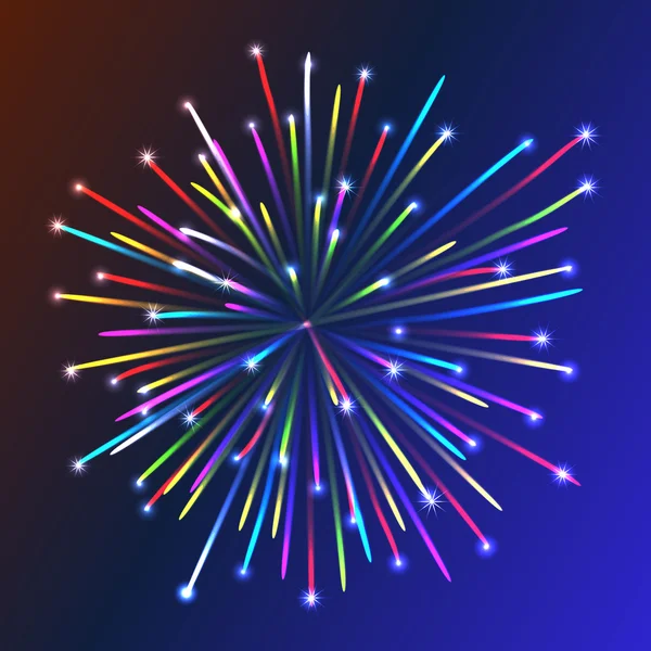 Fogo de artifício colorido sobre fundo azul —  Vetores de Stock