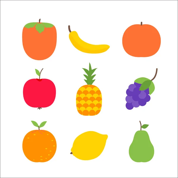 Frutos aislados sobre blanco — Vector de stock