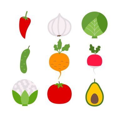 taze sebzeler üzerinde beyaz izole