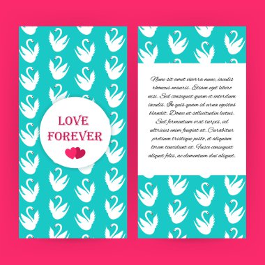 Sonsuza kadar mavi el ilanı broşür ile beyaz kuğu seviyorum