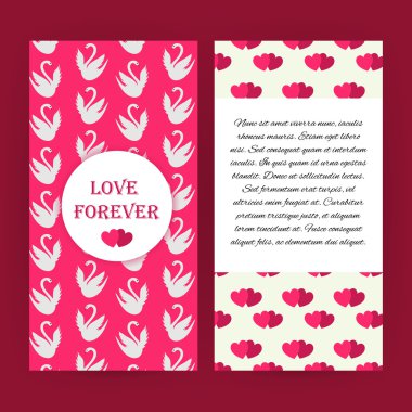 Sonsuza kadar pembe el ilanı broşür ile beyaz kuğu seviyorum