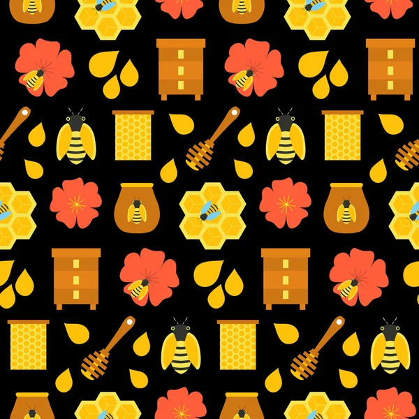 黑色的蜂蜜无缝纹理 — 图库矢量图片