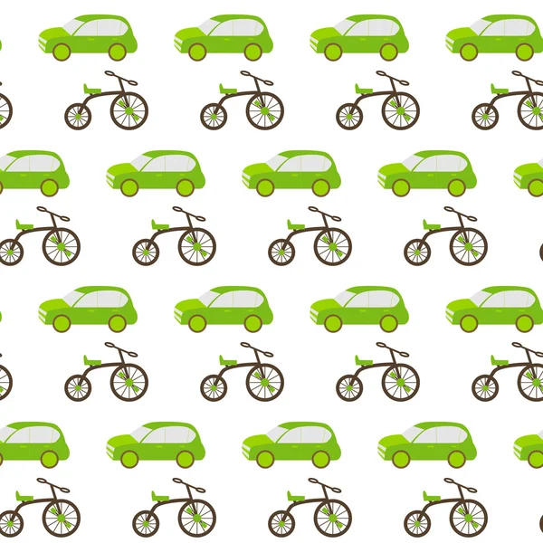 Car and bicycle seamless pattern — Stock Vector