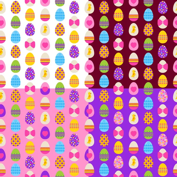 Easter eggs seamless patterns set — Stock Vector