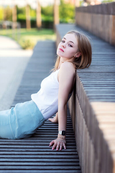 portrait of a teenage girl in the park