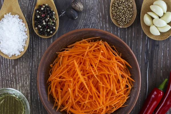 carrot cut into strips with spices