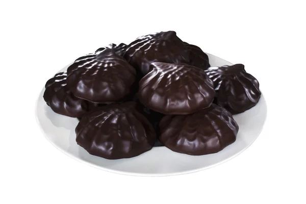 Marshmallows em chocolate — Fotografia de Stock