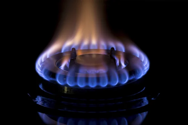 Gas burners lit — Stock Photo, Image